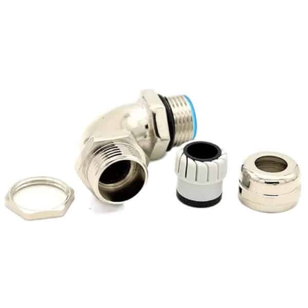 90° Right Angle Brass Cable Gland, IP68 Liquid Tight