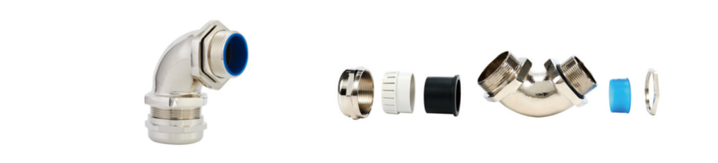 90° Right Angle Brass Cable Gland, IP68 Liquid Tight