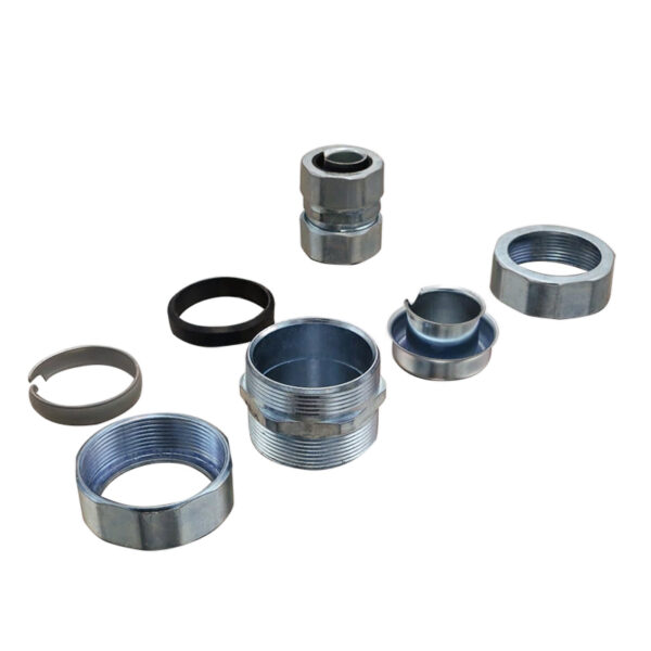 Flex to EMT Compression Connector, DGJ Zinc Die Cast Fitting