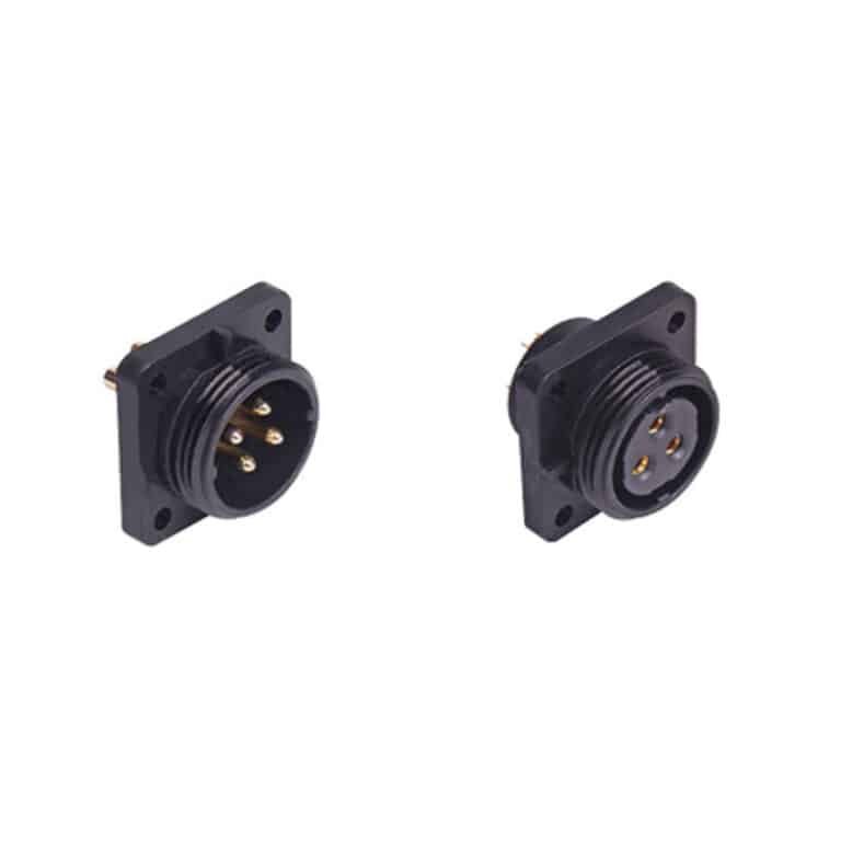 Connettore di alimentazione a flangia quadrata, zoccolo TS21SS e spina TS21SP